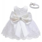 SALE Ready to Ship 3-6mos Christening Dresses Sleeveless White Dresses FREE White Headband