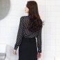 Rsslyn Women's Blouse Fall Wear Long Sleeves Shirt Bow Black White Polka Dot Tops