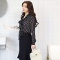 Rsslyn Women's Blouse Fall Wear Long Sleeves Shirt Bow Black White Polka Dot Tops