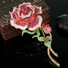Rsslyn Wedding Pins Large Rose Brooch Red Pins Elegant Double Crystal Brooch for Women