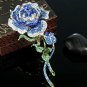 Rsslyn Blue Brooch Unisex Wedding Pins Large Rose Brooch Pins Elegant Double Crystal Brooches