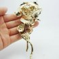Rsslyn Blue Brooch Unisex Wedding Pins Large Rose Brooch Pins Elegant Double Crystal Brooches