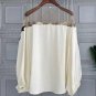 Rsslyn TF New Fashion Blouses for Women Ivory White Satin Loose Fashion Off Shoulder Tops for Women