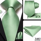 Rsslyn 3pcs/SET Green Neck Tie New Men's Ties Hanky Cufflinks Set Silk Neck ties For Men