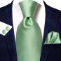 Rsslyn 3pcs/SET Green Neck Tie New Men's Ties Hanky Cufflinks Set Silk Neck ties For Men