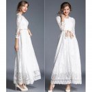 Rsslyn On-Hand White Bridal Dress Lacy White Maxi Dresses for Women Detachable Belt White Dress