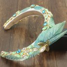 SALE Green Headband for Women Ready for Shipping with Bee Design Thick Padded Headbands