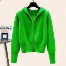 New Arrival Green Sweaters with Hooded Sweaters Hooded Jacket Waxy Cardigan Sweater LMF24-6