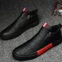 New Men's Casual Shoes Black Flat Shoes Black Formal Shoes Black Leather Shoes for Boys LMF24-15