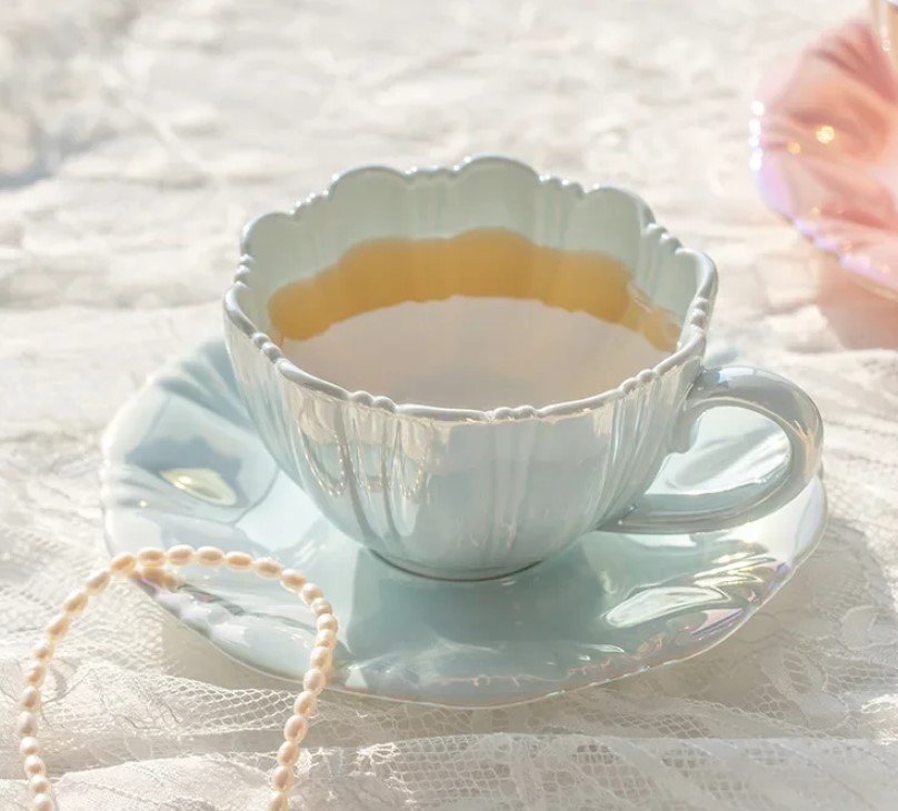 Rsslyn New Teacups Collection Blue Cups Blue Saucer Personalized Wedding Gift LMF24-41