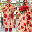 Rsslyn Pajamas for Women Strawberry Pattern Perfect Strawberry Short Cake Warm Red Robes LMF24-73