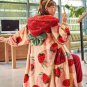 Rsslyn Pajamas for Women Strawberry Pattern Perfect Strawberry Short Cake Warm Red Robes LMF24-73