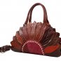Rsslyn Leather Bags for Women Floral Pattern Leather Fashion Brown Totes Brown Purse LMF24-86