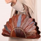 Rsslyn Leather Bags for Women Floral Pattern Leather Fashion Brown Totes Brown Purse LMF24-86