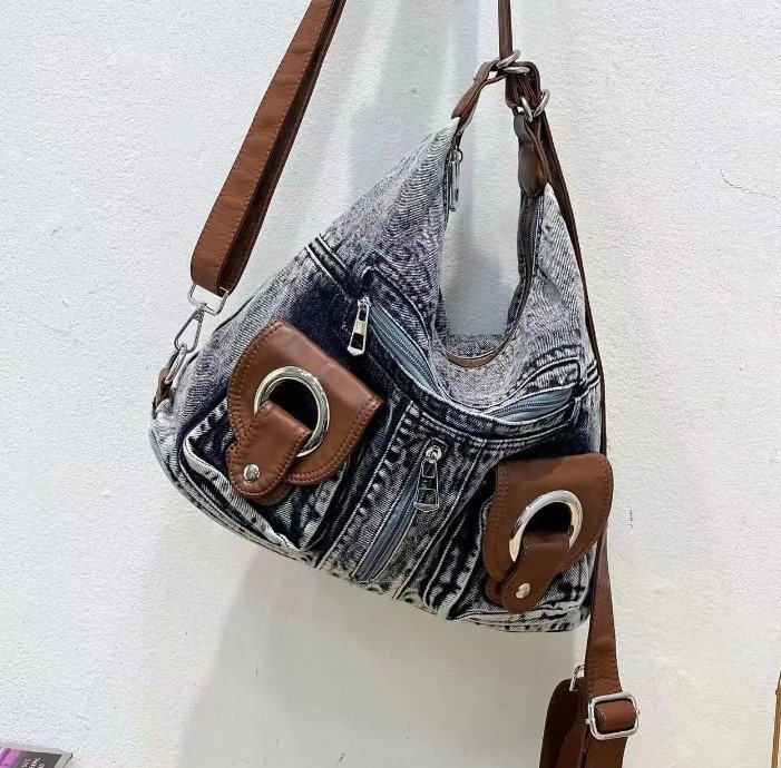 Rsslyn Backpacks Dual Purpose Handbags for Women Casual Denim Bags Covertible Bags LMF24-97