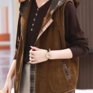 Rsslyn Vest Corduroy Vest for Women Autumn Color Girls Hooded Vests Brown Vests LMF24-124