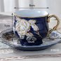 Rsslyn Mothers Day Gift Ideas Dark Blue Teacup Set Saucer European Vintage Collection LMF24-164