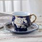 Rsslyn Mothers Day Gift Ideas Dark Blue Teacup Set Saucer European Vintage Collection LMF24-164