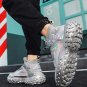 Rsslyn Teenage Boys Shoes Reflective Lights Gray Sneakers for Strolling at Night Time Silver Shoes