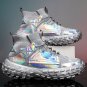 Rsslyn Teenage Boys Shoes Reflective Lights Gray Sneakers for Strolling at Night Time Silver Shoes