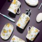 Rsslyn 6pcs/Set Yellow Rose Bathroom Collection Accessories Home Decoration Soap Dispenser LMF24-180