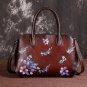 Rsslyn Genuine Leather Leisure Shoulder Bags Painted Flowers Totes Brown Leather Bags LMF24-185