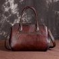 Rsslyn Genuine Leather Leisure Shoulder Bags Painted Flowers Totes Brown Leather Bags LMF24-185