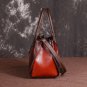 Rsslyn Genuine Leather Leisure Shoulder Bags Painted Flowers Totes Brown Leather Bags LMF24-185