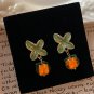 Rsslyn Clip on Earrings No Piercing Persimmon Orange Earrings Cute Earrings for Autumn LMF24-189