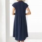 Rsslyn Navy Blue Dress Fashion Linen Dresses with Mandarin Collar Sizes S-3XL Plus Sizes LMF24-209