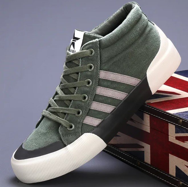 Rsslyn Green Boots Trendy Canvas Shoes for Men Green Hightop Shoes Casual Shoe LMF24-226