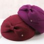 Rsslyn Trendy Wool Hats for Women Fashion Beret with Bow LMF24-228 Solid Navy Blue Hats Winter Hat