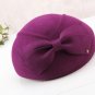 Rsslyn Trendy Wool Hats for Women Fashion Beret with Bow LMF24-228 Solid Navy Blue Hats Winter Hat