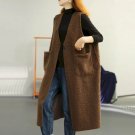 Rsslyn Brown Vests Thick Faux Lambswool Long Vest for Women Oversized Jackets LMF24-220 Cardigan