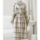 Rsslyn Beige Trench Coats Plaid Wool Blends Fairycore Winter Jackets for Women LMF24-251 Overcoats