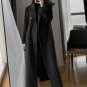 Rsslyn Wool Coats Timeless Fashion Wool Princesses Coats Navy Blue Trench Coats with Belt LMF24-253