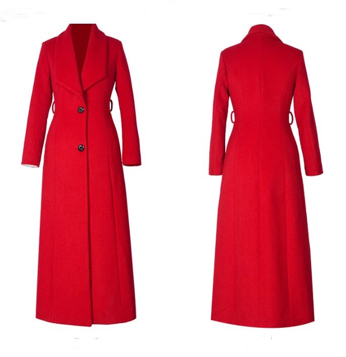 Rsslyn Plus Size Wool Fashion Winter Coats for Women Red Overcoats Red Coats LMF24-504 Jackets