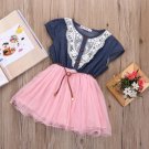 Embroidery Cotton Denim Cowgirl Dress for Girls 4T Pink Dress Barn Wedding Outfit for Girls