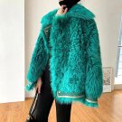 Green Wool Coats for Women Fashion Streetwear Jackets Lambwool Overcoats