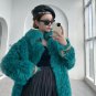 Green Wool Coats for Women Fashion Streetwear Jackets Lambwool Overcoats