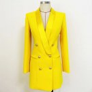 TF Slim Fit Yellow Blazers for Women High-Quality Office Coats Yellow Jackets Lion Buttons LMF24-261