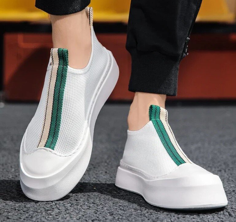 Mens White Sneakers High Quality Slip On White Shoes for Boys Leisure Zapatos 8 Male Shoes LMF24-269