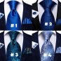 Rsslyn 3pcs/SET Blue Hanky Cufflinks Tie Set Royal Blue Neckties Long Neckties for Boys LMF24-272