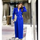 Rsslyn Long Blazers for Women High-Quality Material Office Work Royal Blue Overcoat Dress LMF24-281