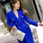 Rsslyn Long Blazers for Women High-Quality Material Office Work Royal Blue Overcoat Dress LMF24-281