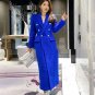 Rsslyn Long Blazers for Women High-Quality Material Office Work Royal Blue Overcoat Dress LMF24-281