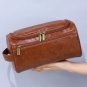 Rsslyn Large Bag Leather Men Business Portable Storage Bag Toiletries Brown Bag Organizer LMF24-289