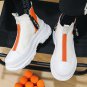 Rsslyn Fashion White Shoes for Boys Side Zipper Adjustable Slip On High Top Boots for Men LMF24-293
