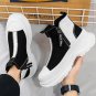 Rsslyn Fashion White Shoes for Boys Side Zipper Adjustable Slip On High Top Boots for Men LMF24-293