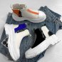 Rsslyn Fashion White Shoes for Boys Side Zipper Adjustable Slip On High Top Boots for Men LMF24-293